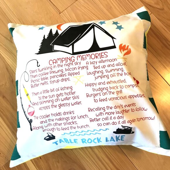 Table Rock Lake Pillow Cover, 18 x 18: Camping Memories Lakehouse Cabin Decor - Picture 1 of 8